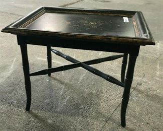 https://www.ebay.com/itm/114544844117 KG046 BLACK AND GOLD SIDE COFFEE ACCENT TABLE WITH FLORAL DESIGN TOP Buy-IT-Now $50.00