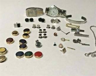 https://www.ebay.com/itm/114544984790 HY010 MENS JEWELRY LOT TIE CLIPS, CUFFLINKS, TIE TACKS AND WATCHES Auction