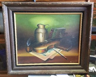 https://www.ebay.com/itm/114528608908	LAR0009 framed art, violin, books, ink well and quil Artist: Walter Pickup Only		 OBO 	 $20.00 
