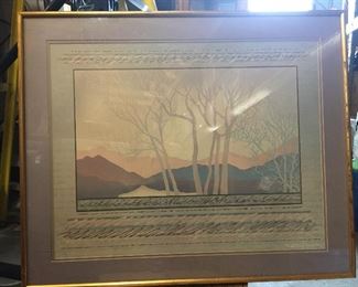 https://www.ebay.com/itm/124432185907 LAR0022 Cooper Smith: Pink and Blue Trees and mountains with Purple Surrounding OBO $20.00