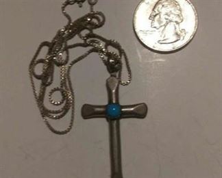 https://www.ebay.com/itm/124156100808	RX4152018 STERLING SILVER 24 INCH BOX CHAIN & CROSS WITH TOUQUISE STONE W		 Buy-it-Now 	 $30.00 

