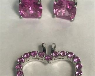 https://www.ebay.com/itm/124401690299 WL182 STERLING SILVER AND PINK TOUMALINE EARRINGS AND HEART PENDANT Buy-it-Now $30.00