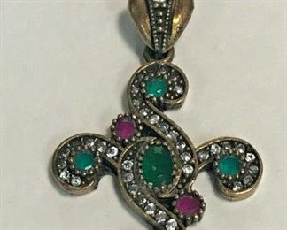 https://www.ebay.com/itm/124401676456 WL184 STERLING SILVER PENDANT WITH PINK, GREEN AND CLEAR GEMS Buy-it-Now $20.00
