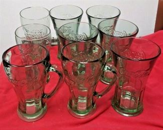 https://www.ebay.com/itm/114374219105 WL3099 LOT OF NINE GREEN TINT COLLECTORS COCA-COLA DRINKING GLASSES Buy-it-Now $22.00