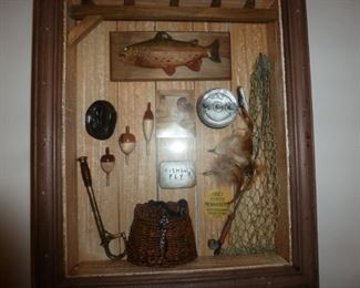 Decorative fishing themed shadow box