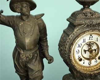 7. A Sonia Bronze Patinated Metal Figural Clock By Ansonia Clock Company