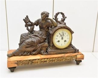 23. Bronze Patinated Metal Figural Clock