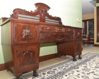 49. Antique Carved Mahogany Sideboard