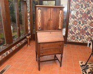 61. Antique Secretary Style Record Player