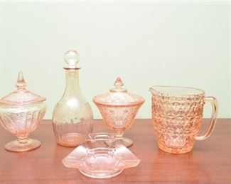 79. Group Lot Of Pink Glass Objects
