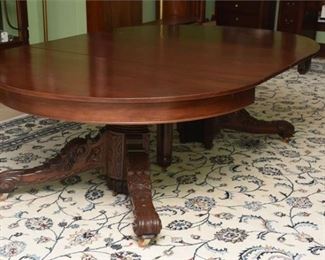 103. Antique Mahogany Circular Top Pedestal Base Extension Table