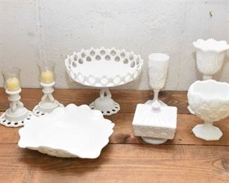 199. Group Lot Of Milk Glass Items