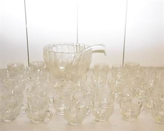 212. Glass Punch Bowl Set