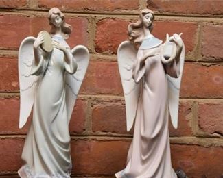 269. Lladro Figurine, 5950 Angel with Tambourine Candleholder Angel wLyre