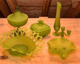 274. Group Lot Of Green Colored Glassware