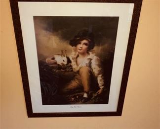 292. Framed Boy With Rabbit Print