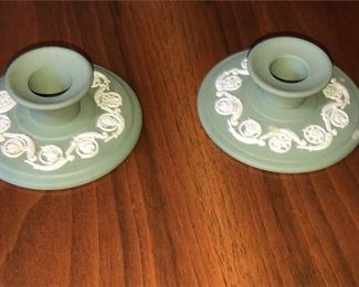 294. Pair 2 Wedge Wood Candle Holders