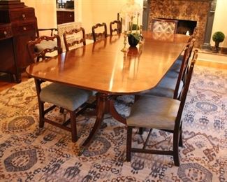 Mahogany double pedestal dining table & chairs