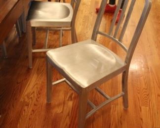 Set of 6 vintage Emeco metal submarine chairs