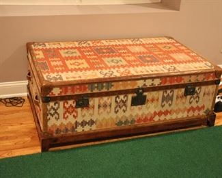 Kilim carpet covered trunk