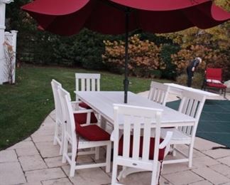 Polywood patio table & 6 chairs (one of 2 sets)