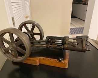 Vintage steam engine - double flywheel model of a mill machine, over a foot long