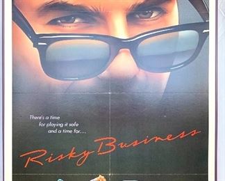 $100. Vintage, framed foam board “Risky Business” movie poster. Measures 41x27.