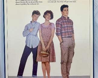 $100. Vintage, framed foam board “Sixteen Candles” movie poster. Measures 41x27.