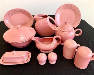 $10/piece. HUGE COLLECTION OF FIESTA WARE! Entertain with this brightly colored Fiestaware. Mix n match option. Within this collection there are: 12 tea cups and saucers, 3 large coffee mugs, 2 sugar bowls, 3 sugar cube dishes, 1 creamer, 8 cereal bowls, 14 pasta bowls, 14 salad plates, 14 dinner plates, 6 oblong plates, 2 serving dishes with lids, 3 large serving platters, 3 small serving dishes to accompany either salt and pepper shakers or cream and sugar pieces, 4 large salt and pepper shakers, 4 small salt and pepper shakers, 2 covered butter dishes, 1 tall vase, 1 water pitcher, 2 tea pots and 2 gravy boats.