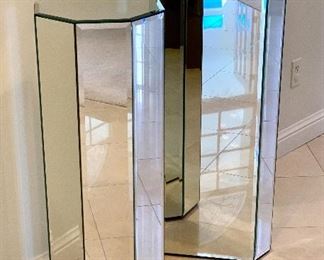 $250 for the PAIR of custom, octagonal, mirror pillars. Small measures 36x14, Large measures 42x14.