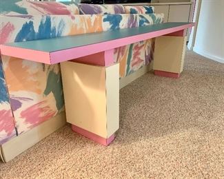 $250. Custom formica solid surface console table. 80x12x23. Pink and teal! YES!