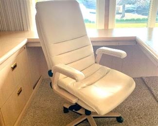 $60. Off-white, leather office chair. Adjustable and comforable!