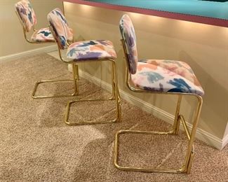 $300 for the set of THREE vintage, bar height stools. Some marks on the fabric. Bases in great condition.