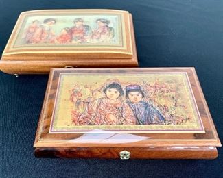 $60 for the PAIR of hand crafted music boxes. Excellent condition!