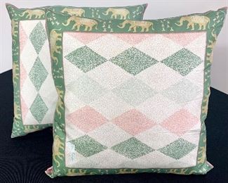 $30. PAIR of silk covered, vintage throw pillows. These are darling and dainty! Great condition.
