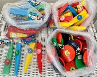 LOT of vintage kazoos and plastic castanets. $60