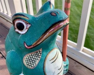 Wooden, painted frog. She needs a name! $150