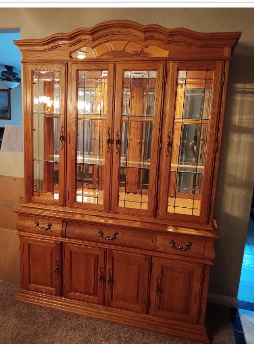 Solid Oak Hutch with matching dining table with chairs