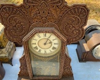 Ornate Oak Mantle Clock