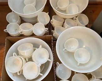 Assorted Milk Glass Punch Bowl Sets
