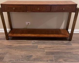 LOT 6624 Wood and metal credenza table $600