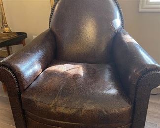 LOT 6653 Leather chair with gold accents $550 (matches 6652)