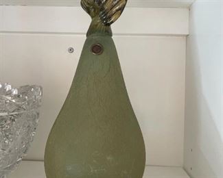 LOT 6710 Hand blown frosted glass pear $30