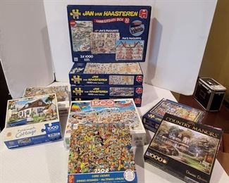 10 Boxes of Jigsaw Puzzles, 1,000 or more Pieces Each.