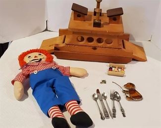 Wonderful Wood Washington Ferry Model on Rollers, Raggedy Andy and More