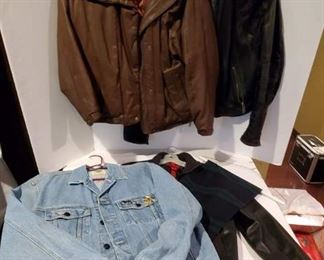  Hard Rock Singapore Denim Jacket-Med, Eddie Bauer, Nordstrom Leather Coats size Small.