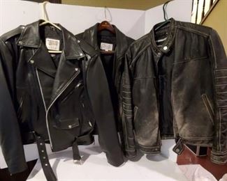 Leather Biker Jackets, Size Small: Two Wilson's & Pelle