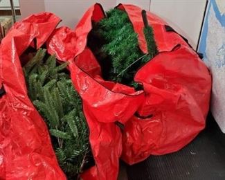 Two Bagged Artificial Christmas Trees Probably 6-7'