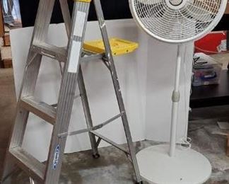 Werner Aluminum 4.5' Ladder and Lasko Floor Fan