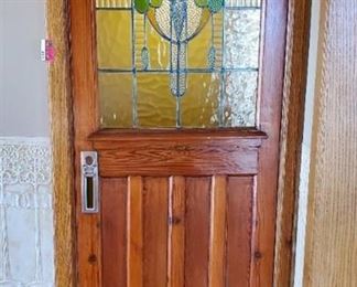 Antique Stained Glass Door Out Of England Apartment With Mail Slot